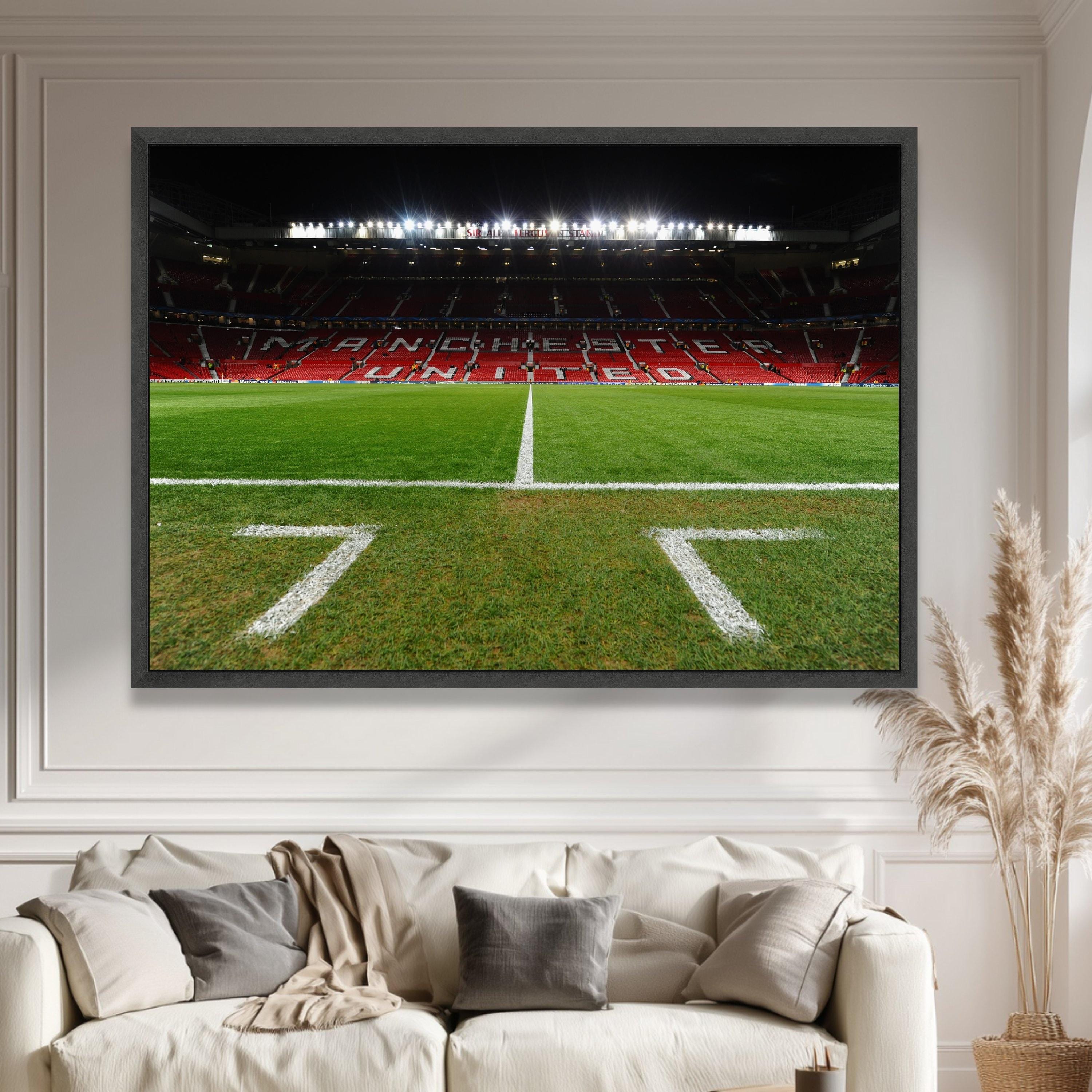 Empty Manchester United Stadium Field Canvas, Football Pitch Wall Art ...