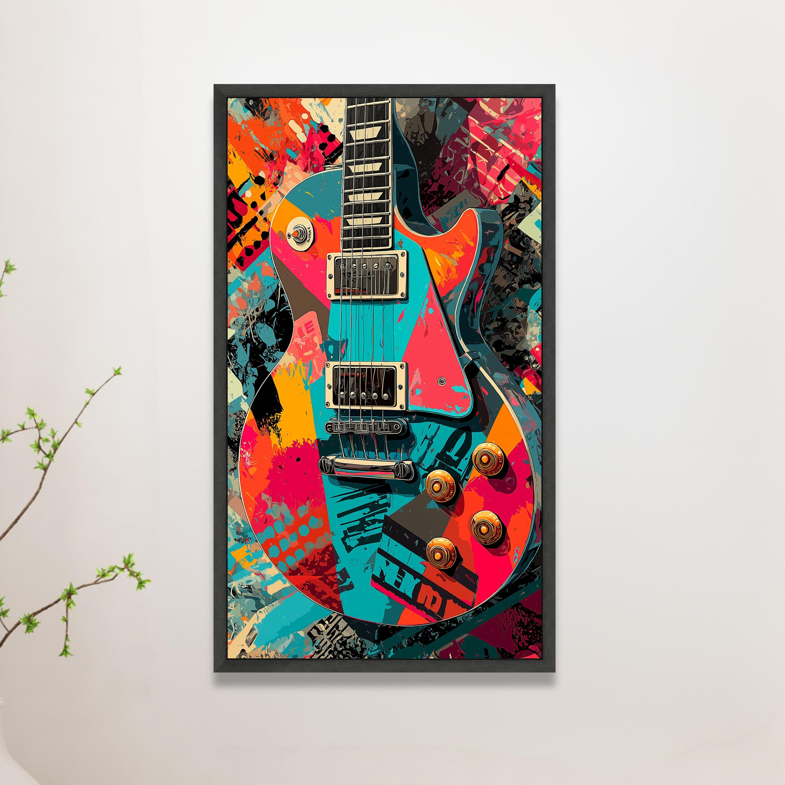 Electric Guitar Canvas Print, Abstract Rock Music, Modern Home