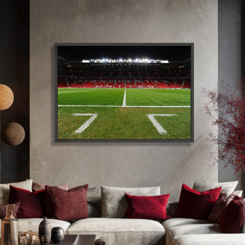 Empty Manchester United Stadium Field Canvas, Football Pitch Wall Art ...