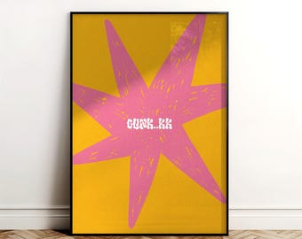 Pink Starburst Art Print - Bold Abstract Home Decor (Digital Download)