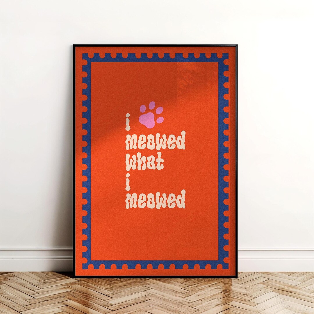 Retro Cat Art Print - Funny Orange Wall Decor (digital Download) - Etsy