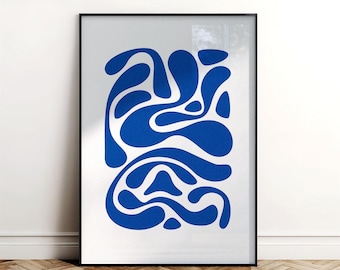 Blue Abstract Organic Shapes Wall Art – Digital Download (PDF)