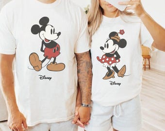 Comfort Colors® Retro Mickey Mouse Shirt,Disney Mickey Minnie Mouse Classic Pose Couple Shirt,Disney Couple Matching Sweater, Disneyland Tee