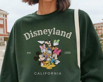 Retro Mickey and Friends Disneyland Sweatshirt, Vintage California Est 1955 Pullover, Disney Family Vacation Matching Hoodie