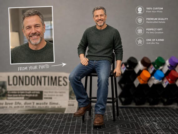 Custom Figurine From Photo, Realistic Personalized Portrait Sculpture for Husband