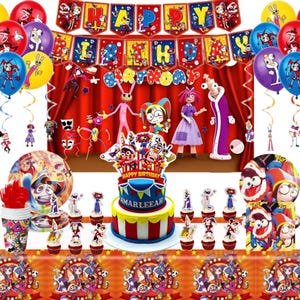 Magical Cartoon Circus Themed Kids Birthday Party Decorations Kit,Banner,Backdrop Balloons,Cake Topper,Tableware,Kids Amazing Party Supplies