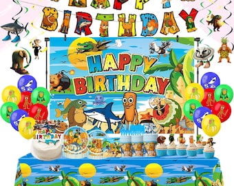 Decoración para fiesta de cumpleaños temática de "Brainrot" italiana: pancarta, adorno para pastel, globos, mantel, telón de fondo, vajilla, vasos de papel, artículos para fiestas infantiles.