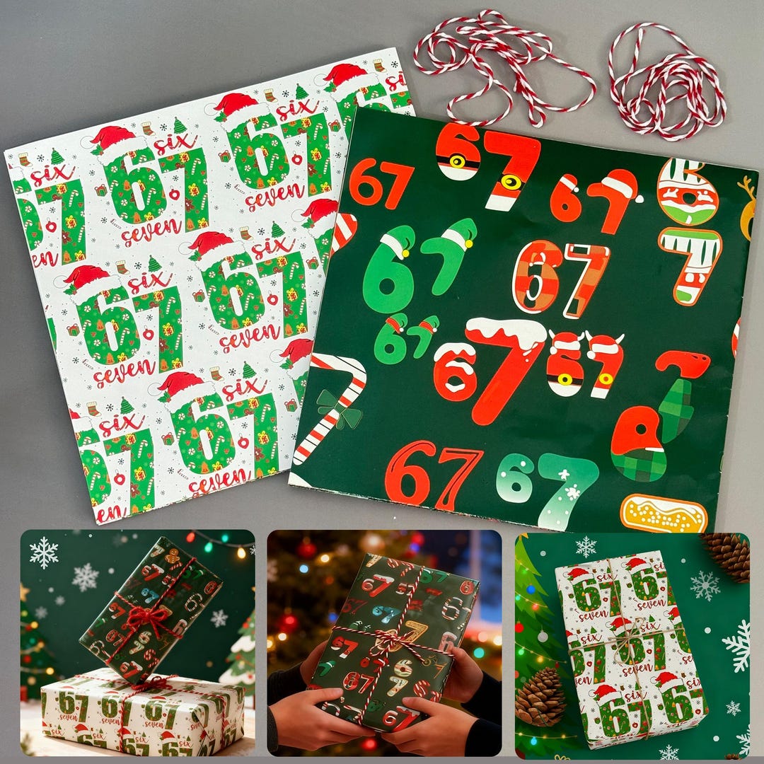 67 Rapping Paper 67 Christmas Wrapping Paper,christmas Gift Wrap,funny 6 7 Wrapping ...