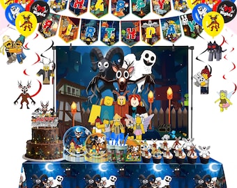 Decoración para fiesta de cumpleaños inspirada en 99 Noches en el Bosque: pancarta, adorno para pastel, globos, telón de fondo, mantel, vajilla, artículos para fiesta de cumpleaños infantil