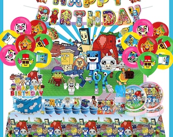 Decoración para fiesta de cumpleaños con temática de Brainrot, paquete completo para fiestas, pancarta de Brainrot, telón de fondo, globos, juego de vajilla, artículos para fiestas infantiles