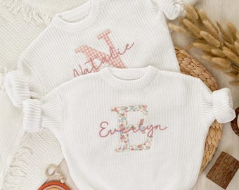 Embroidered Baby Name Sweater, Pregnancy Announcement Idea, Personalized Toddler Sweatshirt, Custom Baby Announcement Gift