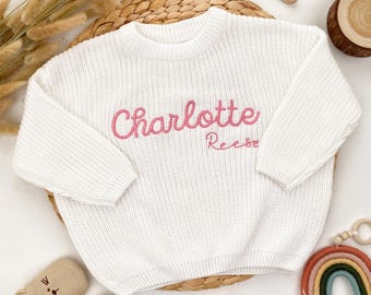 Personalized Embroidered Baby Name Sweater, Custom Baby Girl Gift, Soft Knit Baby Clothes, Baby Christmas Gift