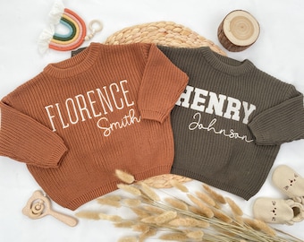 Embroidered Baby Name Sweater, Personalized Newborn Gift, Baby Coming Home Oufit, Custom Baby Clothes