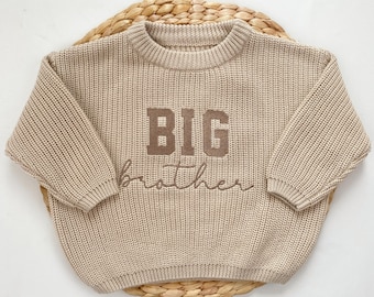 Embroidered Big Brother Sweater, Baby Announcement, Big Brother Gift, Sibling Matching Outfit, Baby Shower gift