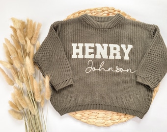 Personalized Embroidered Baby Name Sweater, Custom Baby Clothes, First Birthday Gift for Baby Boy