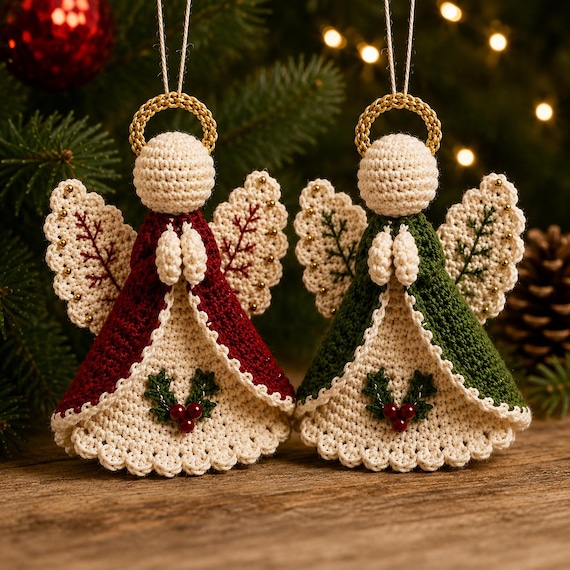 Crochet Angel Ornament Pattern PDF, Christmas Angel, Amigurumi Tree Ornament, DIY Holiday Decor, Instant Download