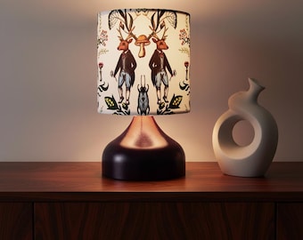 William Morris Deers Table Lamp, Handmade Lampshade, Handcrafted Home Lighting, Eclectic Decor