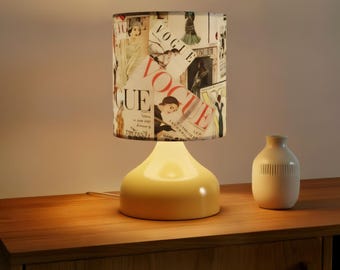 Vogue Covers Table Lamp, Handmade Lampshade, Handcrafted Home Lighting, Eclectic Decor