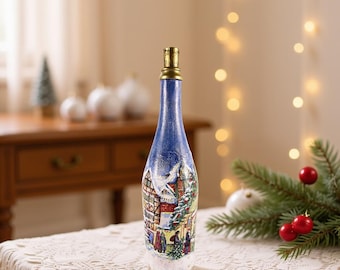 Handgjord dekorativ flaska: Vintage julbydesign