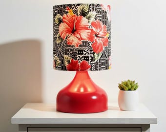 Tropical Flowers Table Lamp, Handmade Lampshade, Handcrafted Home Lighting, Eclectic Decor