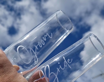 Custom Name Wedding Champagne Flute Decals | Bridal Party Gifts | Wedding Decal