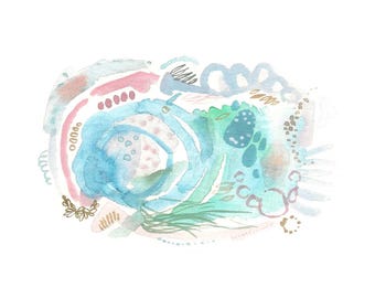 Out Of The Blue – Original Abstract Gouache Watercolour Painting on Paper