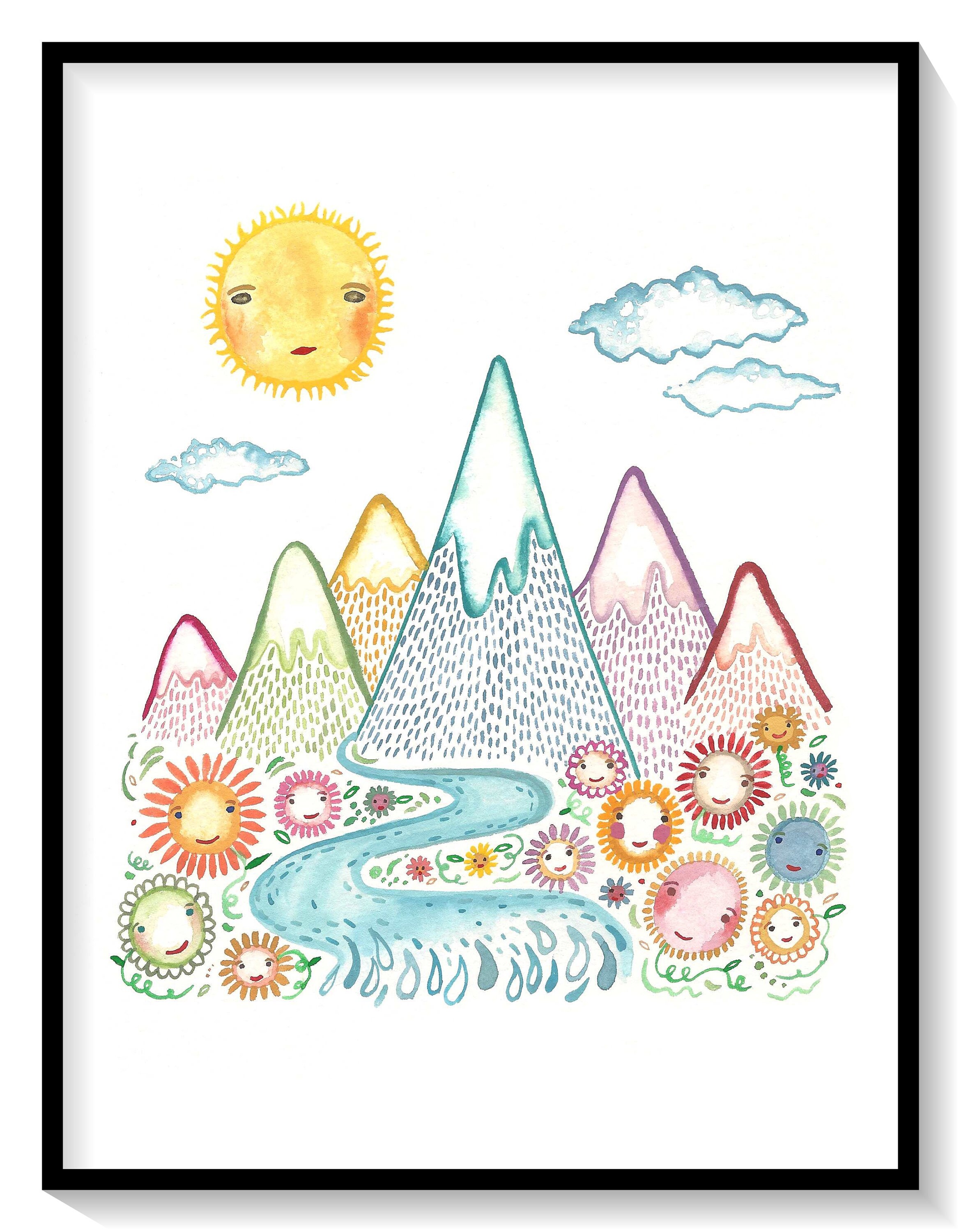 Climb every mountain mountains print outdoor lover art sun | Etsy