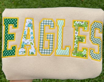 Custom College Sweatshirt, Personalized University Embroidered Crewneck, Chenille Applique Campus Sweatshirt, School Gift