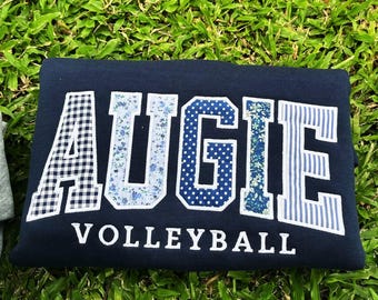 Personalized Varsity Applique Crewneck, Custom College Embroidered Sweatshirt, University Spirit Sweatshirt, Campus Gift