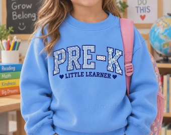 Embroidered Varsity Applique Crewneck, Custom School Name Sweatshirt, Personalized Patchwork College Spirit Apparel