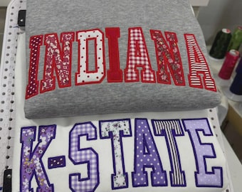 Custom Embroidered Kid Sweatshirt, Personalized Name Applique Crewneck, Varsity School Spirit Sweatshirt