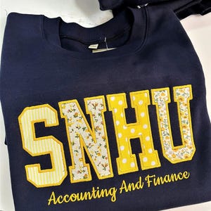 Custom Varsity Applique Sweatshirt, Personalized School Name Crewneck, Embroidered Patchwork College Spirit Sweatshirt image 5