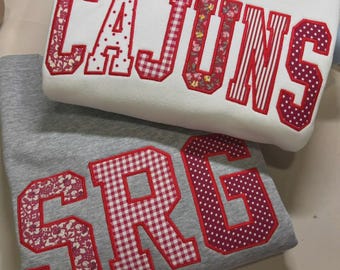 Custom Varsity Applique Sweatshirt, Custom College Crewneck, Personalized School Name, Embroidered Varsity Letter, College Spirit Gift