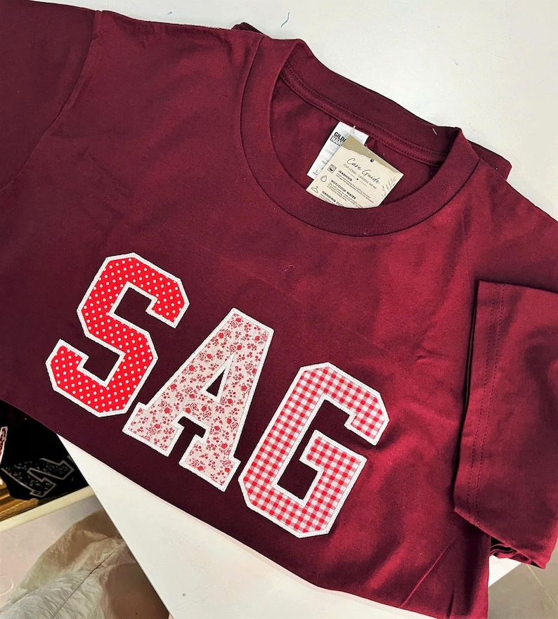 Custom Varsity Applique Sweatshirt, Personalized School Name Crewneck, Embroidered Patchwork College Spirit Sweatshirt image 8