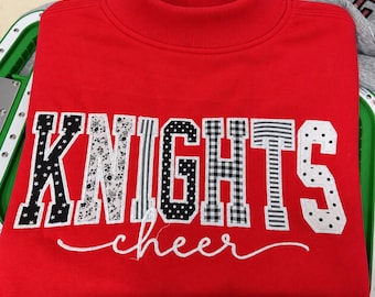 Personalized Mock Neck Sweatshirt, Custom College Name Applique, Varsity Embroidered Pullover, School Spirit Game Day Gift