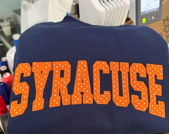 Embroidered Varsity Applique Crewneck, Custom School Name Sweatshirt, Personalized Patchwork College Spirit Apparel