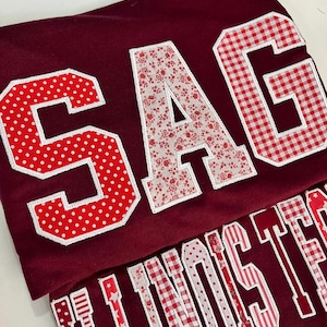 Custom Varsity Applique Sweatshirt, Personalized School Name Crewneck, Embroidered Patchwork College Spirit Sweatshirt image 6