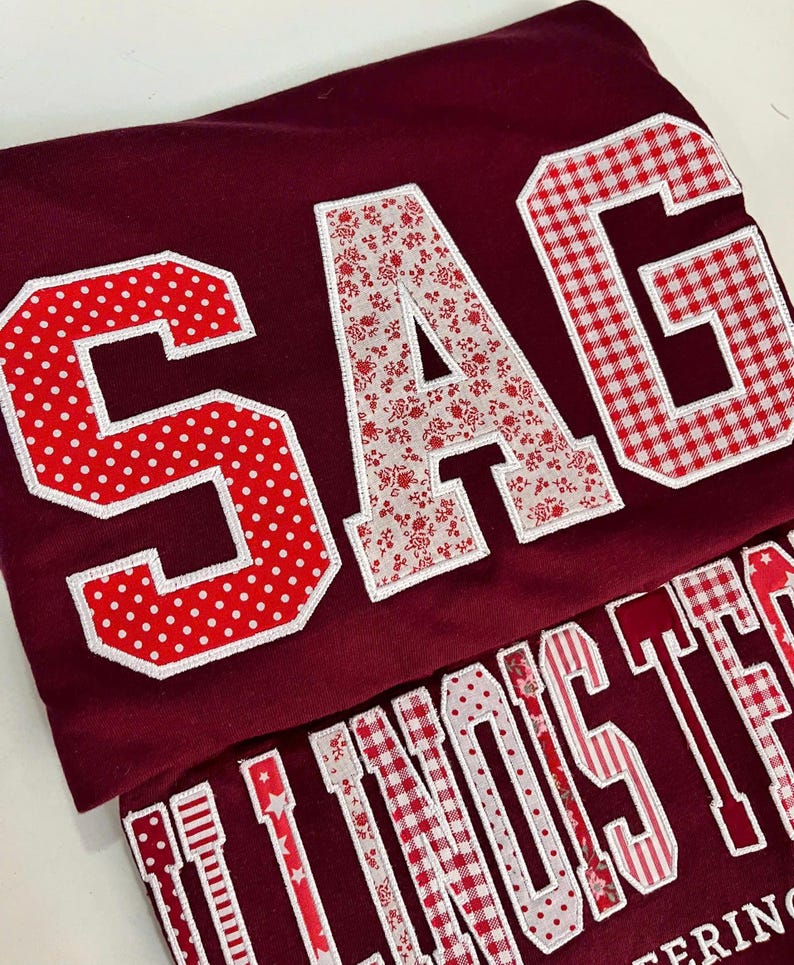 Custom Varsity Applique Sweatshirt, Personalized School Name Crewneck, Embroidered Patchwork College Spirit Sweatshirt image 6