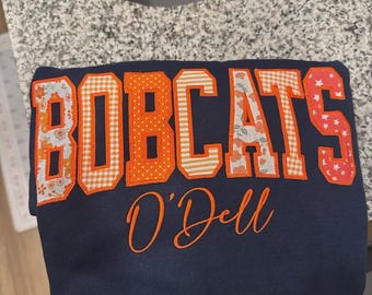 Custom Varsity Applique Sweatshirt, Custom College Crewneck, Personalized School Name, Embroidered Varsity Letter, College Spirit Gift