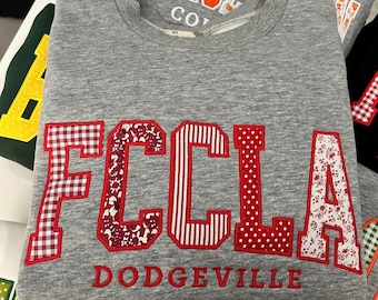 Custom School Club Embroidered Sweatshirt, Personalized Varsity Chenille Crewneck, College Style Applique Sweatshirt Gift