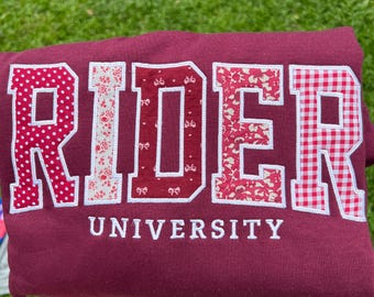 Personalized University Sweatshirt, Custom College Varsity Crewneck, Embroidered Applique Lettering, Custom Script Name, Graduation Gift