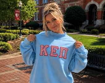 Custom Varsity Applique Mock Neck Sweatshirt, Personalized College Name Crewneck, Patchwork Embroidery Gift, Preppy Pullover