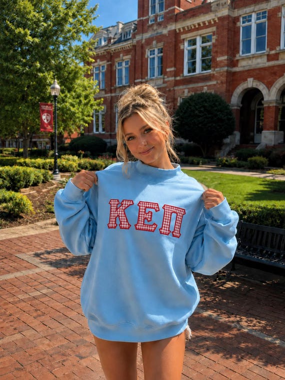 Custom Varsity Applique Mock Neck Sweatshirt, Personalized College Name Crewneck, Patchwork Embroidery Gift, Preppy Pullover