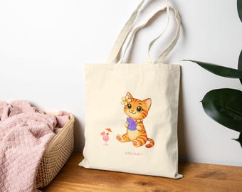 Lanai Tote Bag, Liliu the Hawaiian Cat, Tropical Design