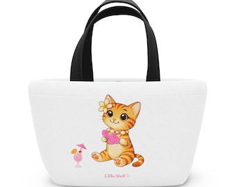 Maui Small Tote Bag, Liliu the Hawaiian Cat, Tropical Design