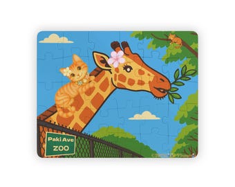 Giraffe and Liliu the Cat Illustration Puzzle　30pcs