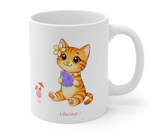 Lanai Mug  Liliu the Cat Hawaiian Coffee Cup Tropical Gift