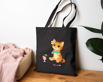 Molokai Tote Bag, Liliu the Hawaiian Cat, Tropical Design