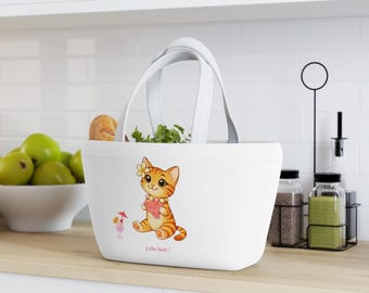 Big Island Small Tote Bag, Liliu the Hawaiian Cat, Tropical Design