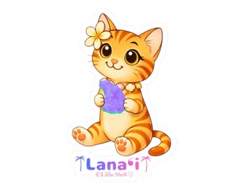 Lanai Sticker- Liliu the Hawaiian Cat- Tropical Design